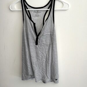 Striped black and white American eagle tank top